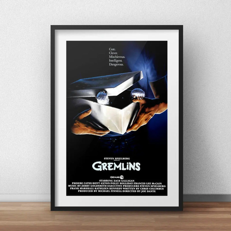 Cuadro Gremlins Gizmo Pelicula Terror Cinema Con Paspartú Marco Negro