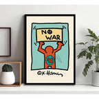 Cuadro Keith Haring No War Arte Urbano Decoracion Moderna Marco Negro