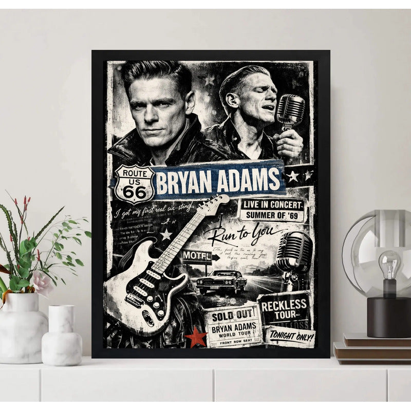 Cuadro Bryan Adams Summer Of 69 Tour Musicas Arte Rock Marco Negro