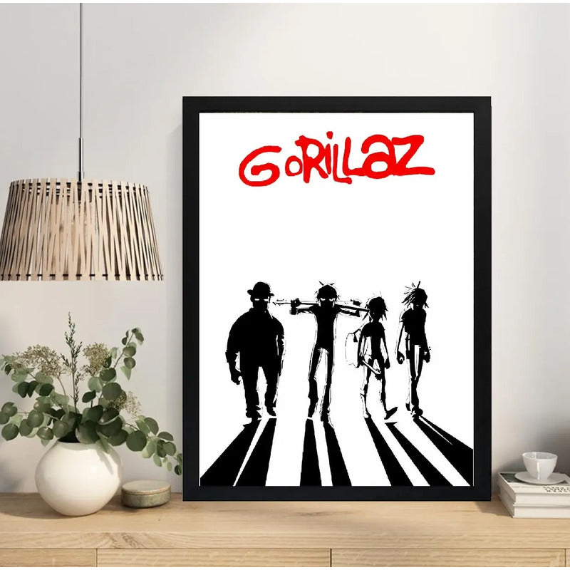 Cuadro Gorillaz Rock Naranja Mecanica Arte Musica Decoracion Marco Negro