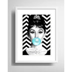 Cuadro Audrey Hepburn Chicle Pop Fashion Decoracion Paspartú
