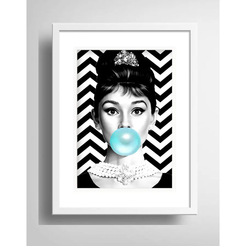 Cuadro Audrey Hepburn Chicle Pop Fashion Decoracion Paspartú