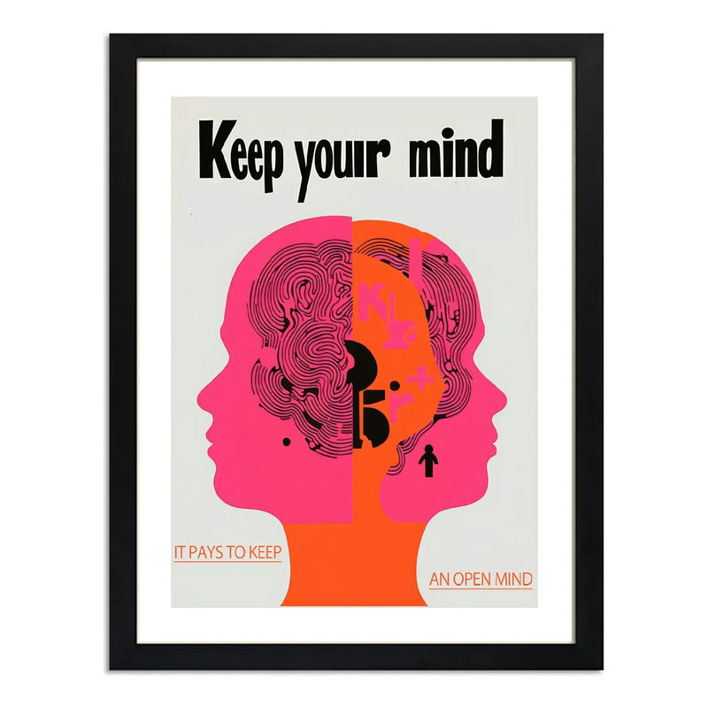 Cuadro Keep Your Mind Mantén Tu Mente Frase Psicología Marco Negro