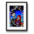 Cuadro Pareja Calaveras Mexicanas Tattoo Decoracion Paspartú
