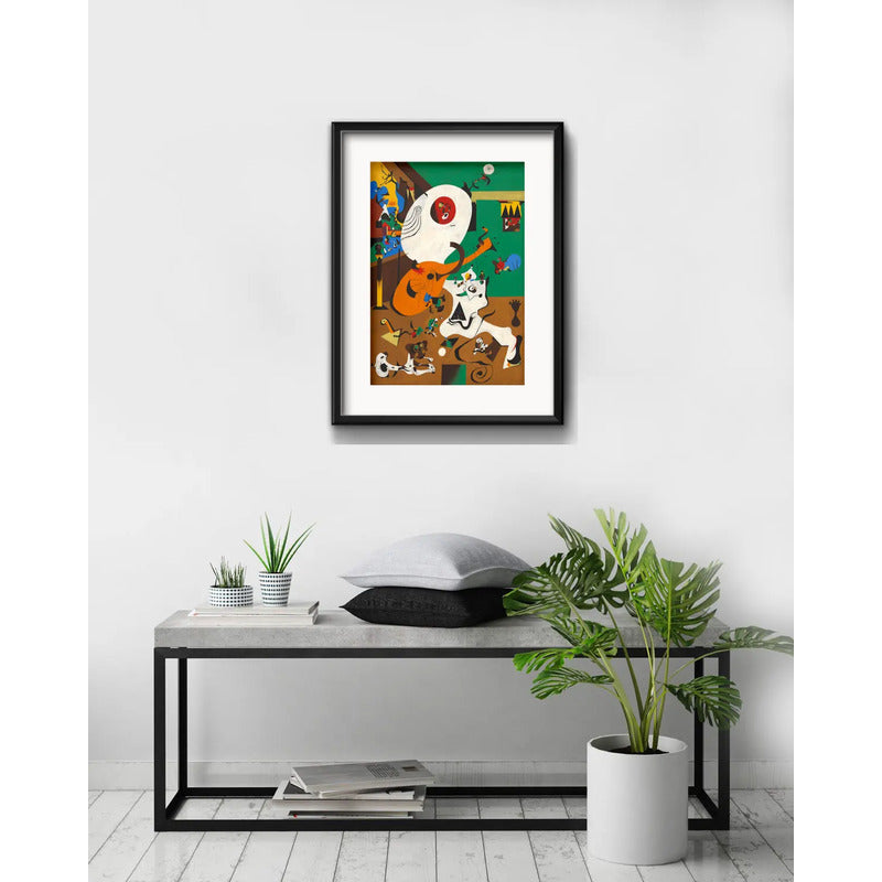 Cuadro Joan Miró Interior Holandés I 53x43cm Con Paspartú Marco Negro