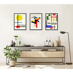 Set 3 Cuadros Bauhaus Arte Abstracto Geometricos 1919 1923 Marco Con Marco Negro