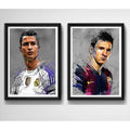Set 2 Cuadros Messi Cristiano Ronaldo Cr7 Fútbol Decoración