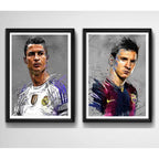 Set 2 Cuadros Messi Cristiano Ronaldo Cr7 Fútbol Decoración