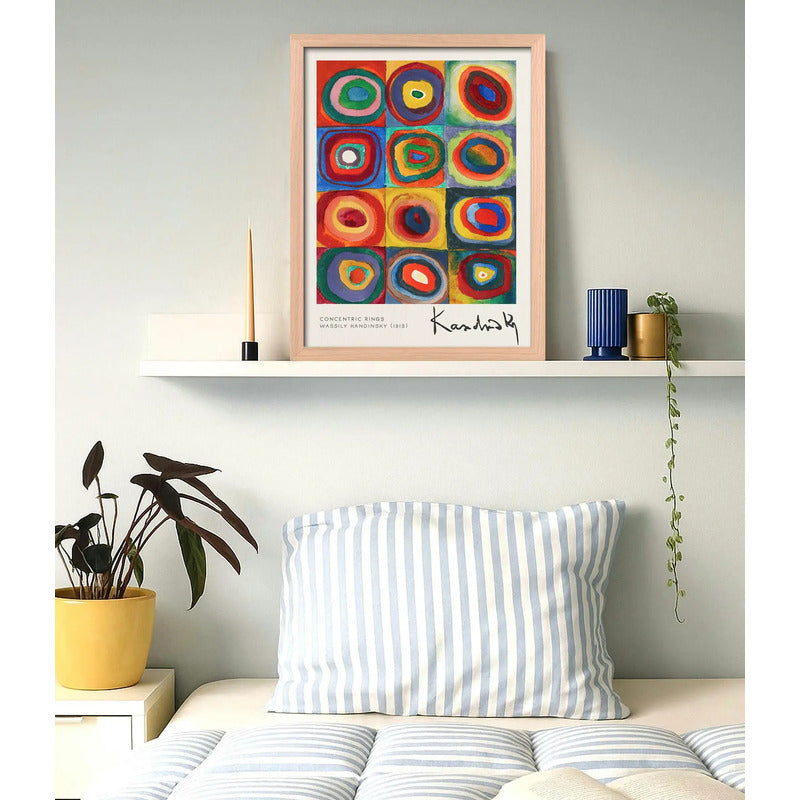 Cuadro Living Kandinsky Anillos Arte Abstracto Marco Oak Marco Marrón Claro
