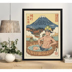 Cuadro Bano Naruto Banera Paisaje Japón Fuji Anime Manga Art Marco Negro