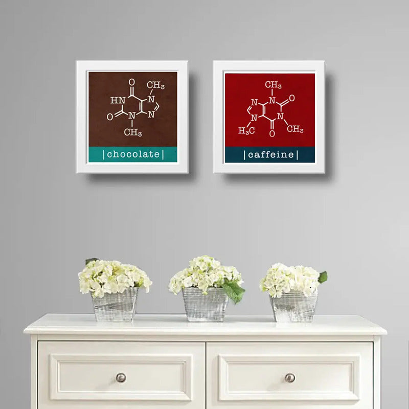 Set 2 Cuadros Formula Quimica Café Chocolate Cocina Arte