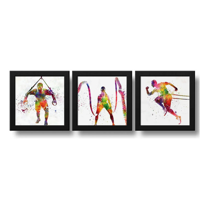Set 3 Cuadros Crossfit Pop Art Fitness Musculacion Gimnasio