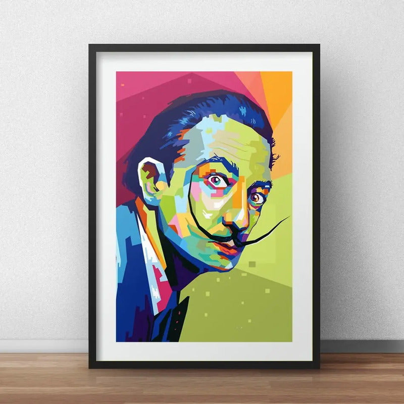Cuadro Salvador Dali Pop Art Pintor Decoracion Con Paspartú Marco Negro