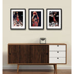 Set 3 Cuadros Michael Jordan Basket Nba Nike Con Paspartu Marco Negro