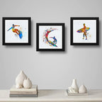 Set 3 Cuadros Surf Pop Art Surfing Tabla Playa Mar Deportes