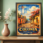 Cuadro Colonia Del Sacramento Casco Histórico Retro Uruguay Marco Negro