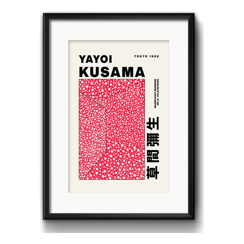 Cuadro Yayoi Kusama Arte Japones Tokyo 53x43cm Con Paspartú Marco Negro