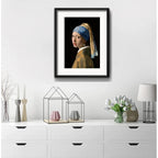 Cuadro La Joven De La Perla De Vermeer 53x43cm Con Paspartú Marco Negro