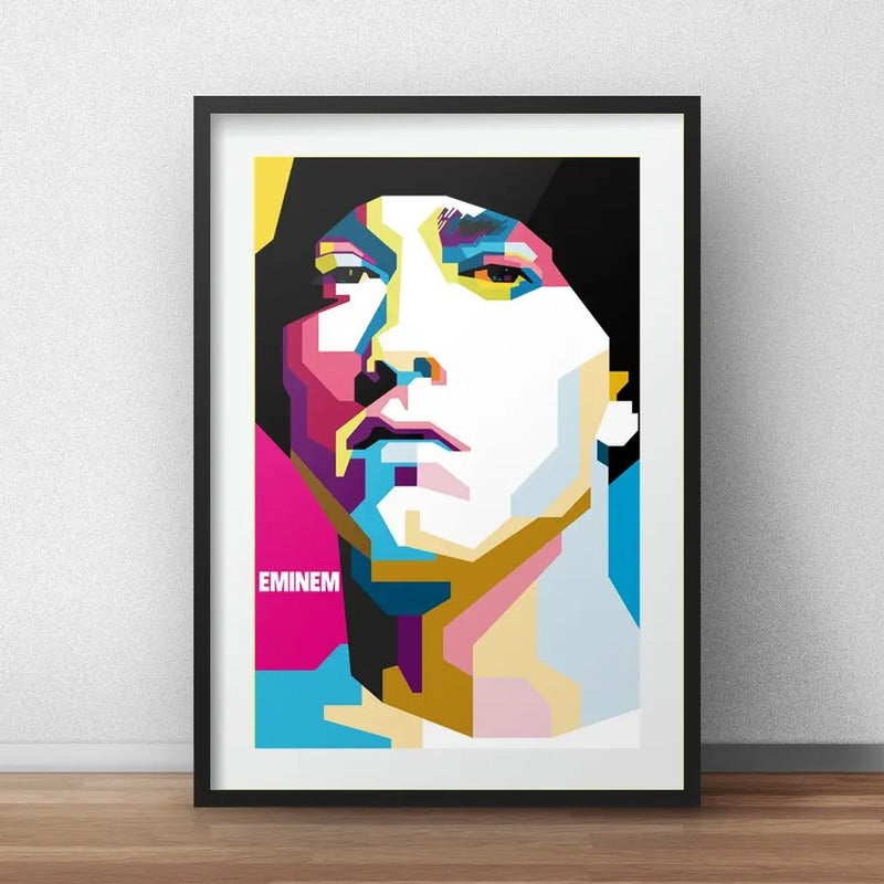 Cuadro Eminem Pop Art Rap Hip Hop Rapper Musica Paspartú Marco Negro