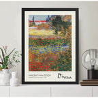 Cuadro Dormitorio Living Jardín En Flores Van Gogh Signature Marco Negro