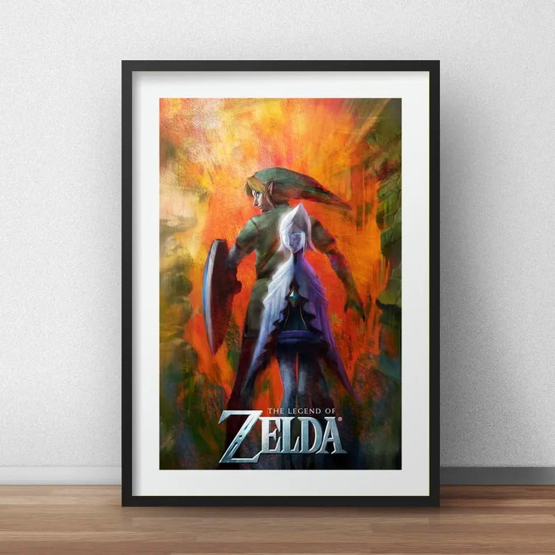 Cuadro Zelda Juego Game Geek Decoracion Con Paspartú Marco Negro