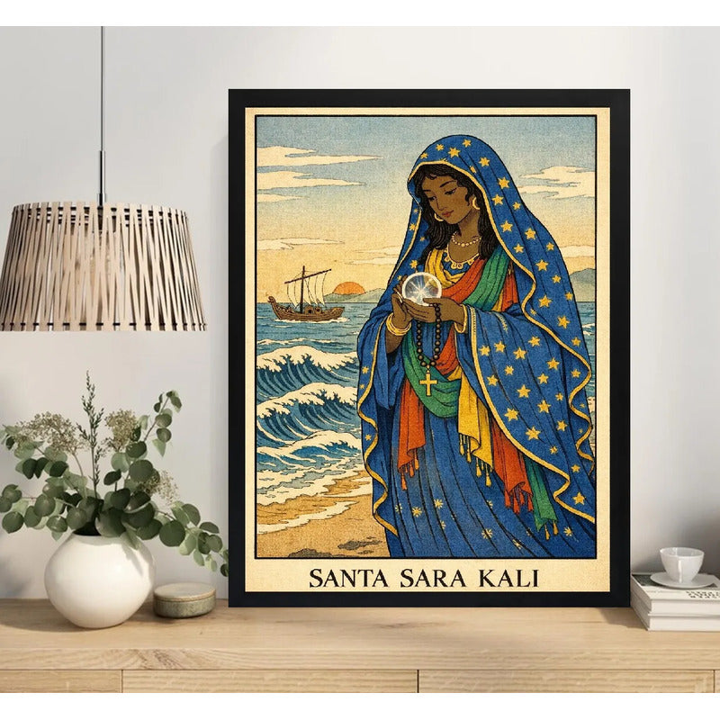 Cuadro Santa Sara Kali Patrona Del Pueblo Gitano Arte Jesus Marco Negro