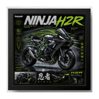Cuadro Kawasaki Ninja Motocicleta Moto Gp Deportes Coleccion Marco Negro