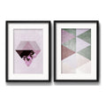 Set 2 Cuadros Diamante Geometrico Abstracto Con Paspartú