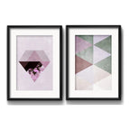 Set 2 Cuadros Diamante Geometrico Abstracto Con Paspartú