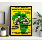 Cuadro Boxeo Boxing Peleas Icónicas Deporte Gym Decoracion George Foreman Vs Muhammad Ali Con Marco Negro