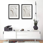 Set 2 Cuadros Boho Arte Abstracto Neutro 3d Con Paspartu 53x43cm Cada Cuadro Negro
