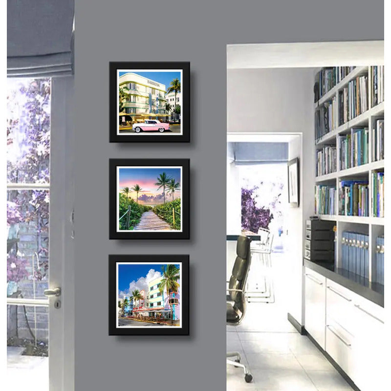 Set 3 Cuadros Miami Beach Florida Playas Paisajes Decoracion