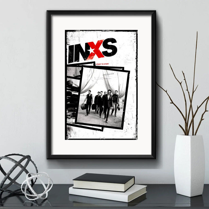 Cuadro Inxs Rock Australia Musica Decoracion Con Paspartú Marco Negro