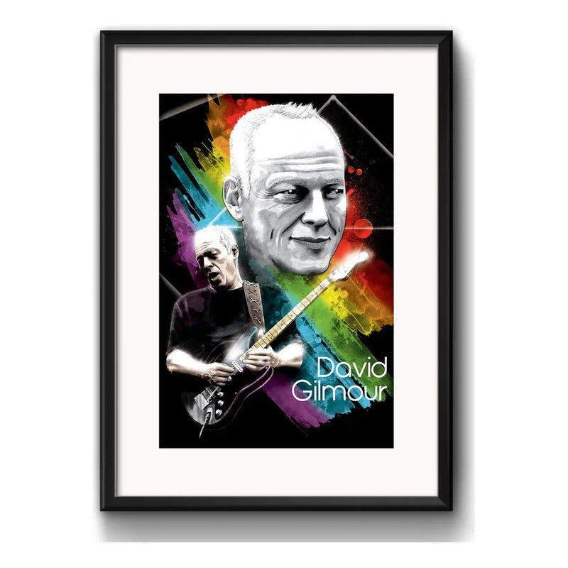 Cuadro David Gilmour Pop Art Pink Floyd Decoracion Paspartú Marco Negro