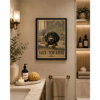Cuadro Baño Paris Mon Amour Perro Salchicha Dachshund Banera Marco Negro