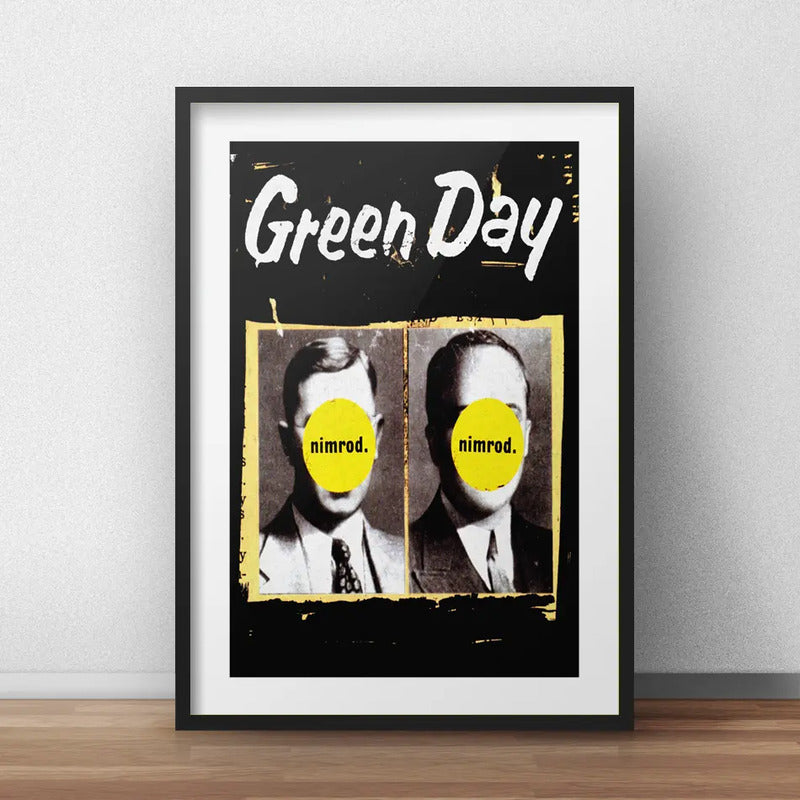 Cuadro Green Day Nimrod Rock Musica Decoracion Con Paspartú Marco Negro