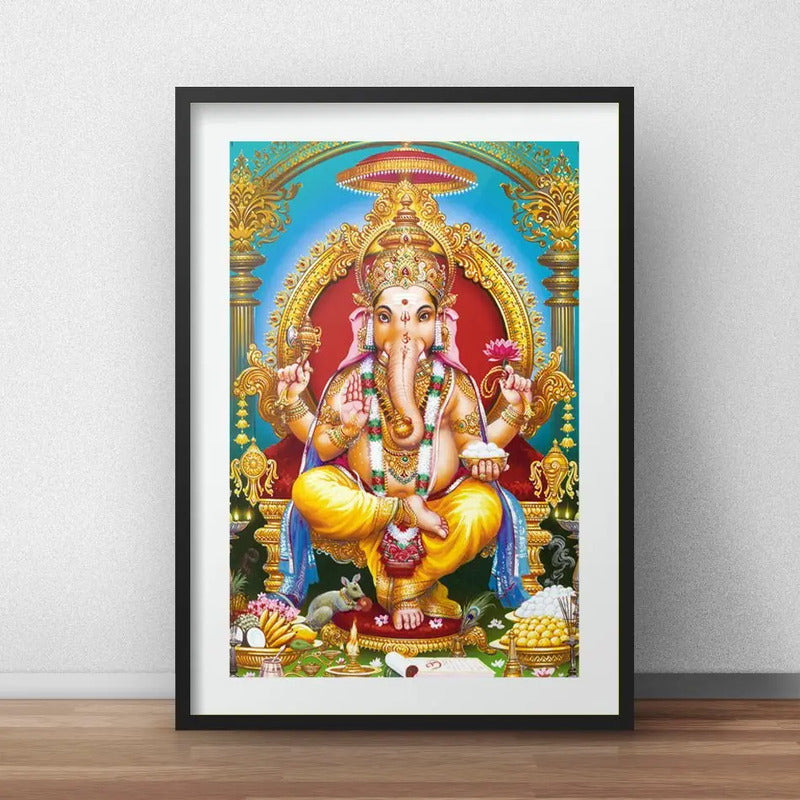Cuadro Ganesha India Dios Hindu Prosperidad Con Paspartu