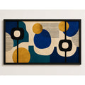 Cuadro Dormitorio Living Boho Abstracto Azul Dorado Grande Marco Negro