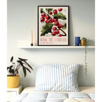 Cuadro Dormitorio Living Marché D'hiver Flores Bayas Arte Marco Negro