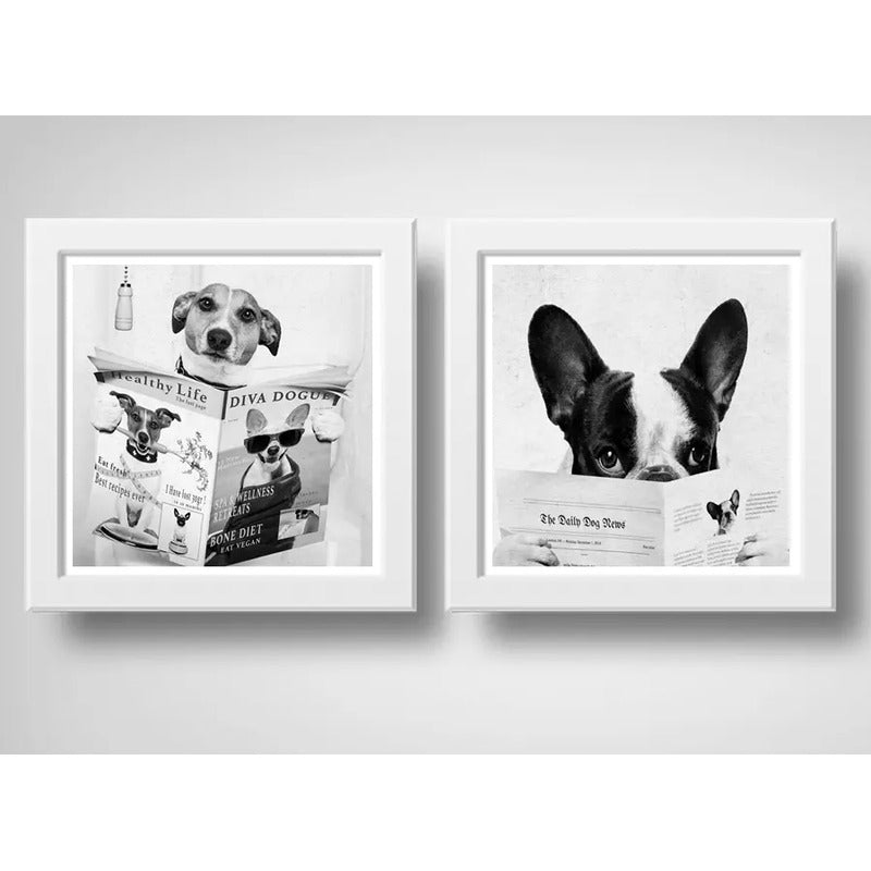 Set 2 Cuadros Perro Baño Mascota Diario Decoracion Pet Brs11