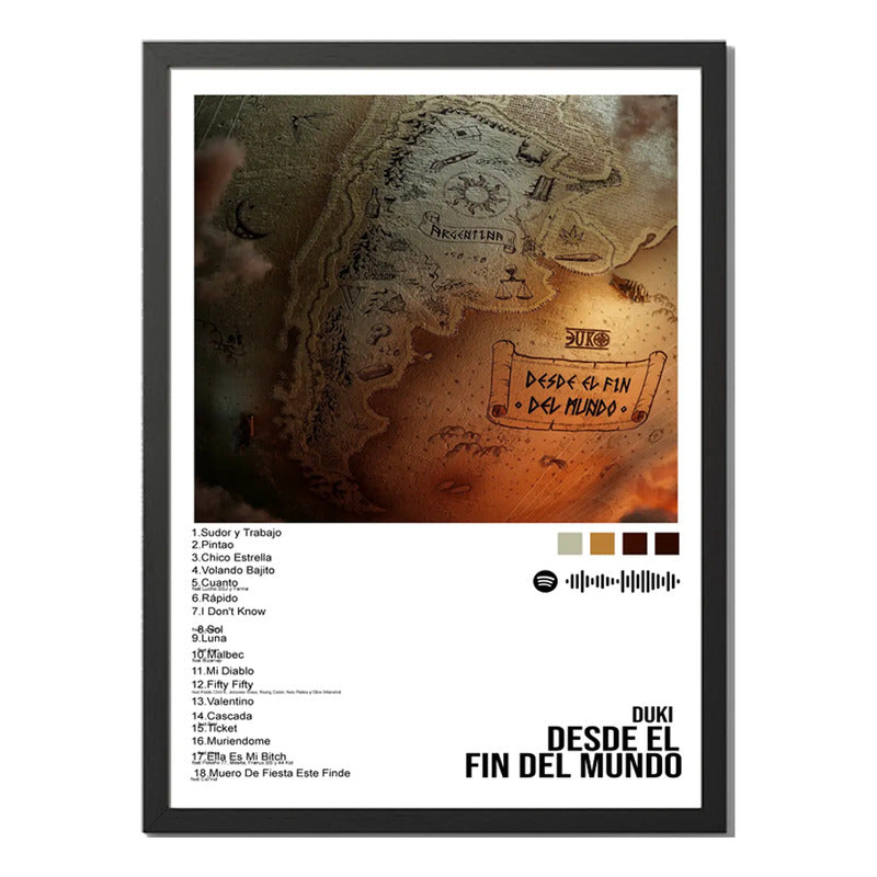 Cuadro Duki Desde El Fin Del Mundo Album Spotify Canciones Marco Negro