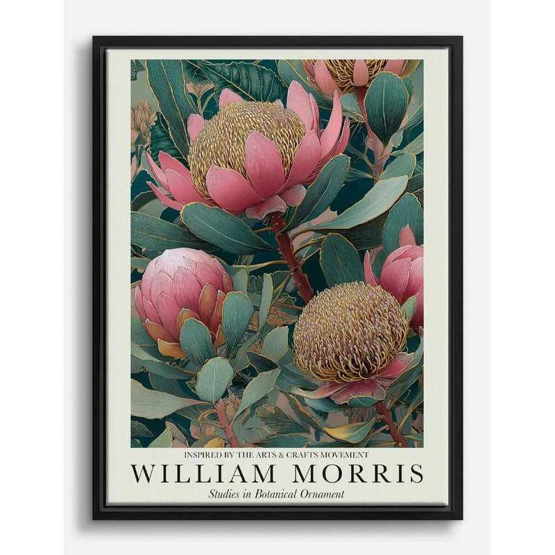 Cuadro William Morris Flores Botanico Art & Craft Decoracion Marco Negro