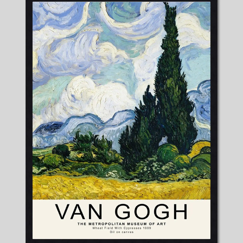Cuadro Vincent Van Gogh Obra Cypresses Cipreses Decoracion Marco Negro