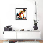 Cuadro Fitness Gym Musculacion Gimnasio Decoracion 33x33cm Ejercicio Con Mancuernas Con Marco Negro