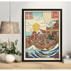 Cuadro Luffy Mesa Comida One Piece Anime Ola Japón Cocina Marco Negro