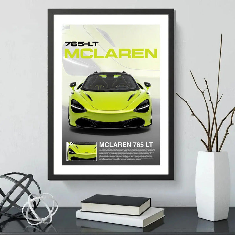 Cuadro Mclaren 765lt Auto Modelo Carrera Decoracion Marco Negro