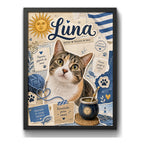 Cuadro Personalizado De Gato Mascota Detalles Arte Regalo Modelo 3 Negro