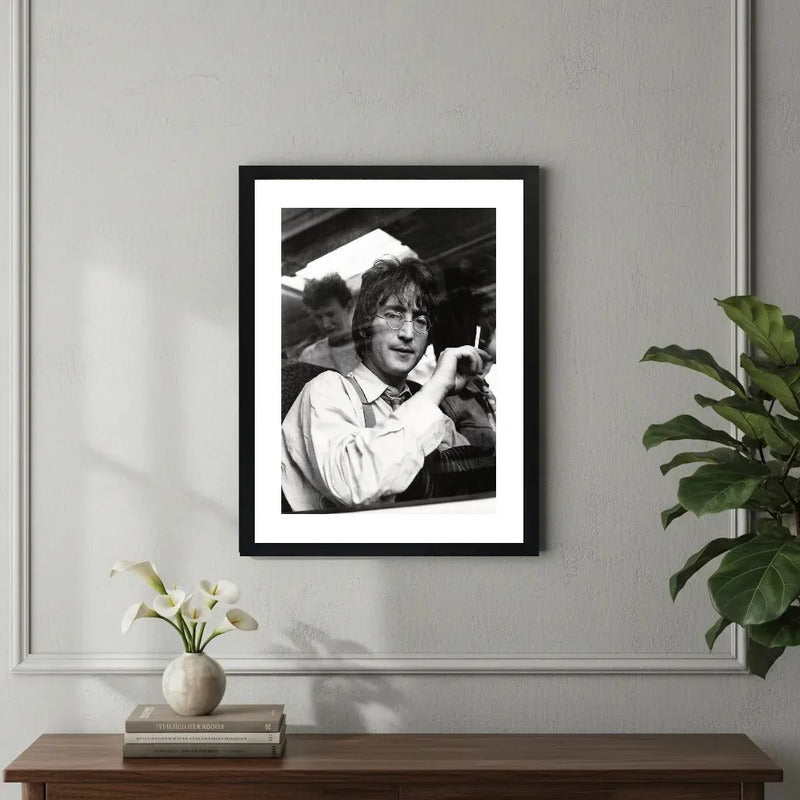Cuadro John Lennon Blanco Y Negro Beatles Rock Foto Iconica Marco Negro