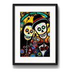 Cuadro Pareja Calaveras Mexicanas Tattoo Decoracion Paspartú