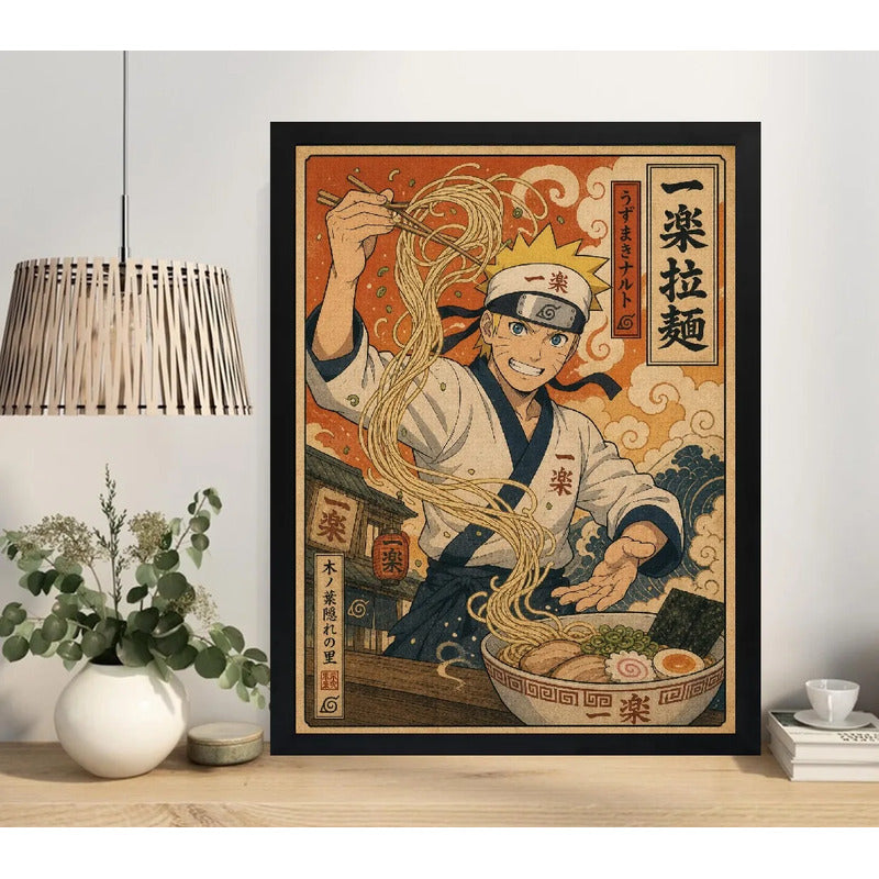 Cuadro Naruto Ramen Comida Arte Japones Cocina Anime Geek Marco Negro